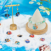 10Pcs 5 Colors Hand Painted Fish Porcelain Pendants. with Iron Loops PALLOY-HS00025-5