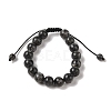 10mm Round Natural Larvikite Braided Bead Bracelets BJEW-C067-01C-07-2