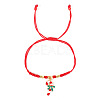 Christmas Theme Adjustable Glass Braided Bead Bracelets KU7827-1-1