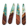 Transparent Resin & Walnut Wood Pendants X-RESI-N039-69B-1