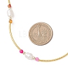 Natural Amethyst & Carnelian & Agate & Amazonite & Green Aventurine Faceted Round & Natural Pearl Rice & Brass Curved Tube Beaded Necklaces NJEW-JN05534-3