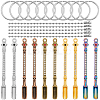 10Pcs 5 Colors Alloy Rhinestone Shovel Keychian KEYC-SC0001-58-7