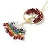 Natural Red Jasper Tree of Life with Mixed Gemstone Chips Tassel Big Pendant Decorations HJEW-H057-03G-A02-3