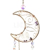 Natural Amethyst & Quartz Crystal Chips Beaded Moon Hanging Sun Catchers HJEW-M004-15-3