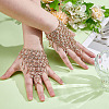 2Pcs Brass Rhinestone Chain Finger Rings Bracelet BJEW-ME0001-01G-4