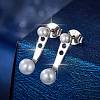 Rhodium Plated 925 Sterling Silver Front Back Stud Earrings for Women PO5078-2