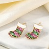 Christmas Rack Plating Brass Cubic Zirconia Stud Earrings EJEW-K245-54A-G-1