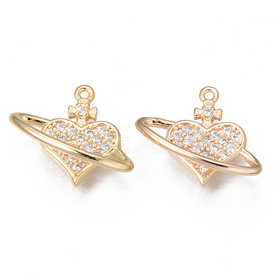 Brass Micro Cubic Clear Zirconia Pendants KK-R116-031-NF-1