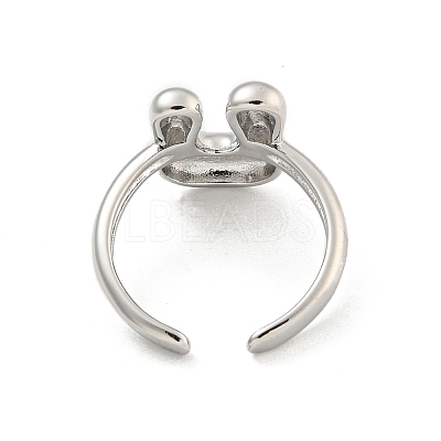 Brass Letter Open Cuff Rings for Women RJEW-G313-01U-P-1