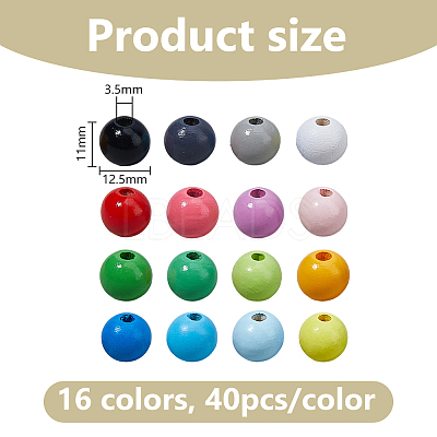 640Pcs 16 Colors Schima Wood Beads WOOD-DC0001-39-1