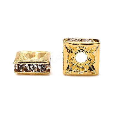 Brass Rhinestone Spacer Beads X-RB-A013-6x6-01G-1
