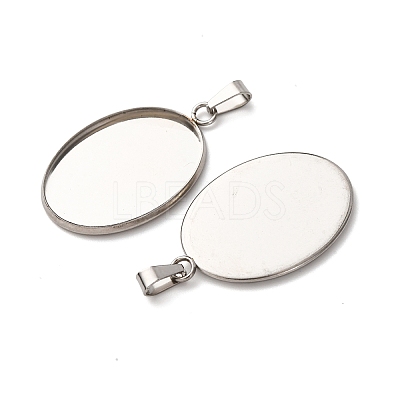 304 Stainless Steel Pendant Cabochon Settings STAS-D379-03C-P-1