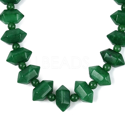 Natural Malaysia Jade Round & Cone Beaded Necklaces NJEW-N064-03H-1