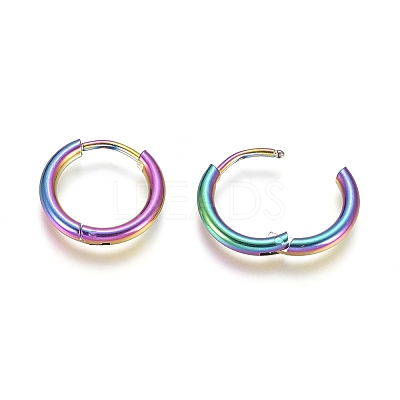 Ion Plating(IP) 304 Stainless Steel Huggie Hoop Earrings LS-EJEW-F111A-14mm-Y-1