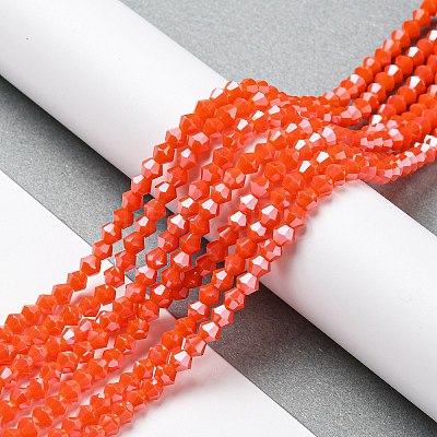 Opaque Solid Color Electroplate Glass Beads Strands GLAA-F029-P4mm-C03-1