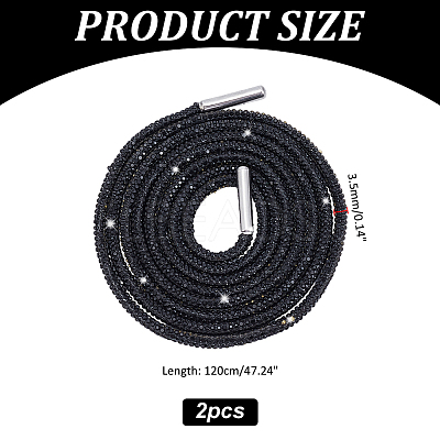 Rubber Rhinestone Shoelaces AJEW-WH0752-498E-1