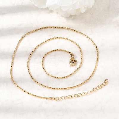 1.3MM 304 Stainless Steel Boston Link Chains Necklaces for Women Men NJEW-Z115-12G-02-1