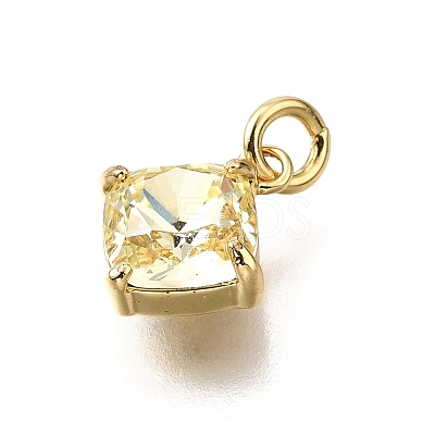 Brass Glass Charms KK-V011-35G-B-1