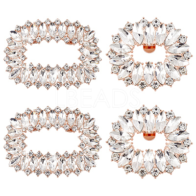 4Pcs 2 Style Alloy Crystal Rhinestone Shoe Decorations AJEW-PH0011-49KCG-1