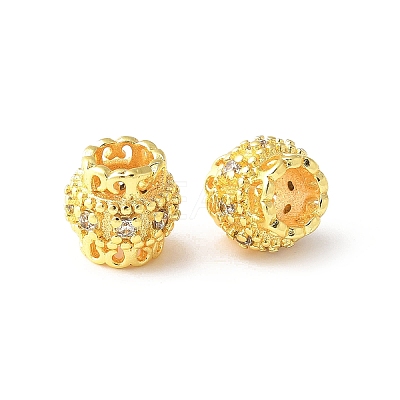 Brass Micro Pave Cubic Zirconia European Beads KK-U067-08G-06-1