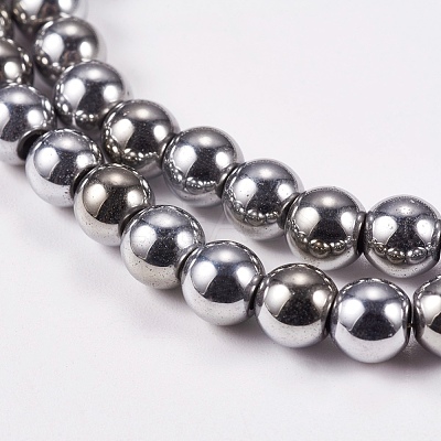 Electroplate Non-magnetic Synthetic Hematite Beads Strands G-J169A-6mm-02-1