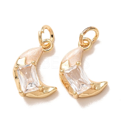 Brass Micro Pave Clear Cubic Zirconia with Enamel Charms CU-K002-47G-E-1