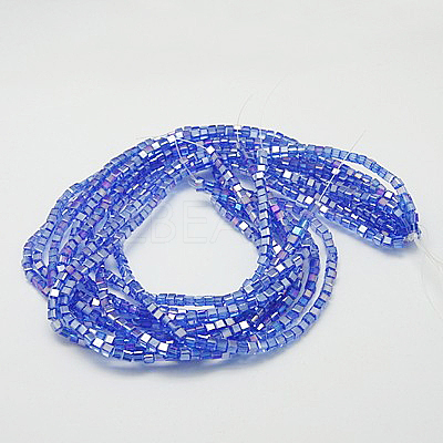 Electroplate Glass Beads Strands EGLA-D018-8x8mm-79-1