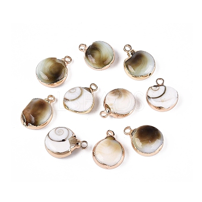 Electroplate Natural Sea Shell Pendants SSHEL-Q100-11B-KCG-1
