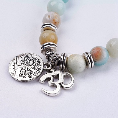 Natural Amazonite Wrap Bracelets BJEW-E329-06D-1