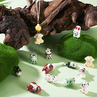 7Pcs 7 Styles Handmade Porcelain Beads PORC-TA0001-33-1