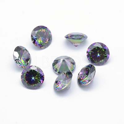 Cubic Zirconia Pointed Back Cabochons X-ZIRC-M002-7mm-010-1