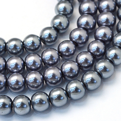 Baking Paint Pearlized Glass Pearl Round Bead Strands X-HY-Q003-6mm-12-1