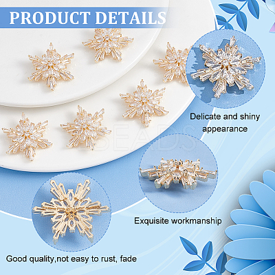6Pcs 1-Hole Brass Micro Pave Clear Cubic Zirconia Shank Buttons BUTT-FG0001-35G-1