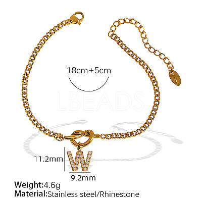 304 Stainless Steel Micro Pave Clear Cubic Zirconia Charm Bracelets WG4D47F-24-1