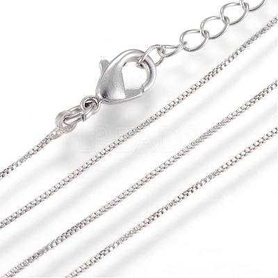 Real Platinum Plated Brass Box Chains Necklaces MAK-R014-P-1