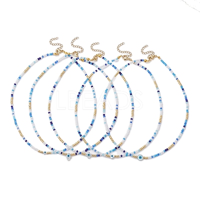 Glass Beaded Necklaces NJEW-JN04896-1
