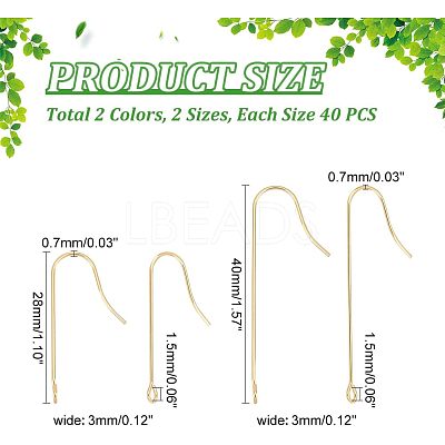 160Pcs 4 Style 316 Surgical Stainless Steel Earring Hooks STAS-UN0039-38-1