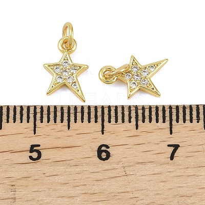 Brass Micro Pave Clear Cubic Zirconia Charms KK-D218-23G-02-1