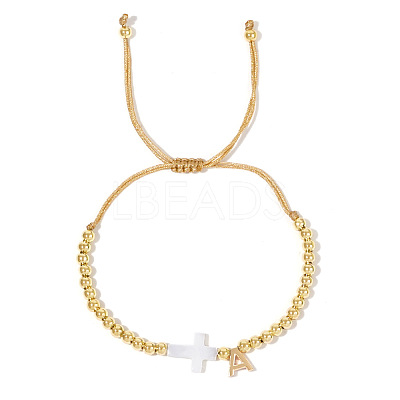 Brass Round Bead Braided Bead Bracelets VB3830-1-1