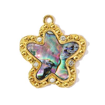 304 Stainless Steel Paua Shell Pendants STAS-OY002-24G-1