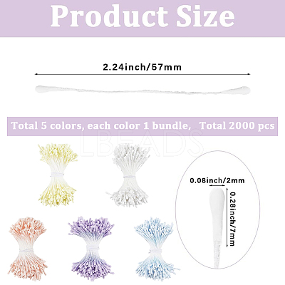 5 Bundles 5 Colors Gypsum with Cotton Cord Artificial Flower Core DIY-GF0014-07A-1