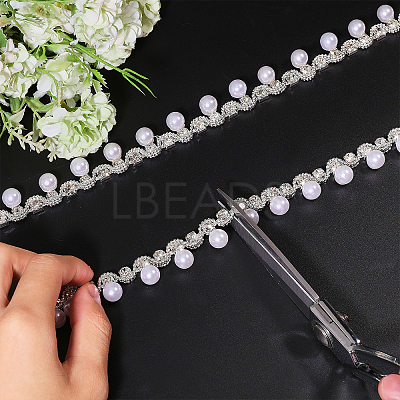 1 Yard Brass Crystal Rhinestone Cup Chain with Imitation Pearl OCOR-GL0001-08A-1