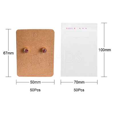 50Pcs Rectangle Blank Paper Earring Display Cards EDIS-YW0001-02-1