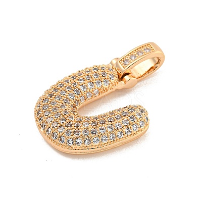 Brass Micro Pave Clear Cubic Zirconia Pendants KK-B099-01G-U-1