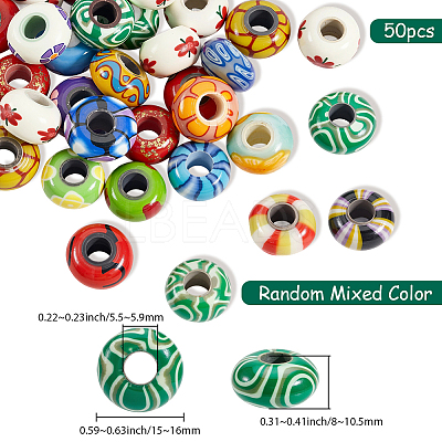 50Pcs Handmade Polymer Clay European Beads CLAY-PA0001-11-1