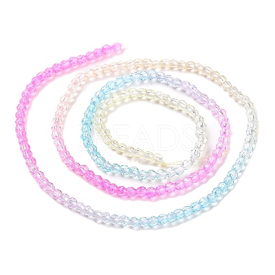 Transparent Gradient Color Glass Beads Strands GLAA-G101-2mm-07-1