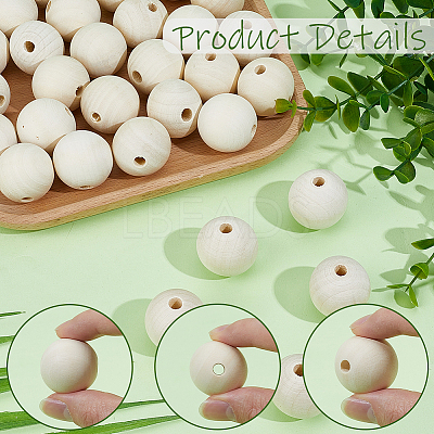 30Pcs Natural Unfinished Wood Beads WOOD-PA0001-59-1