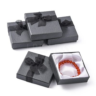 Bowknot Organza Ribbon Cardboard Bracelet Bangle Gift Boxes X-BC148-05-1