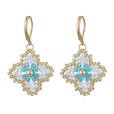 3 Pairs Handmade Glass Seed Beads Flower Leverback Earrings EJEW-MZ00578-1