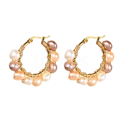4 Pairs Vintage Natural Pearl Beads Earrings for Girl Women EJEW-JE04643-1
